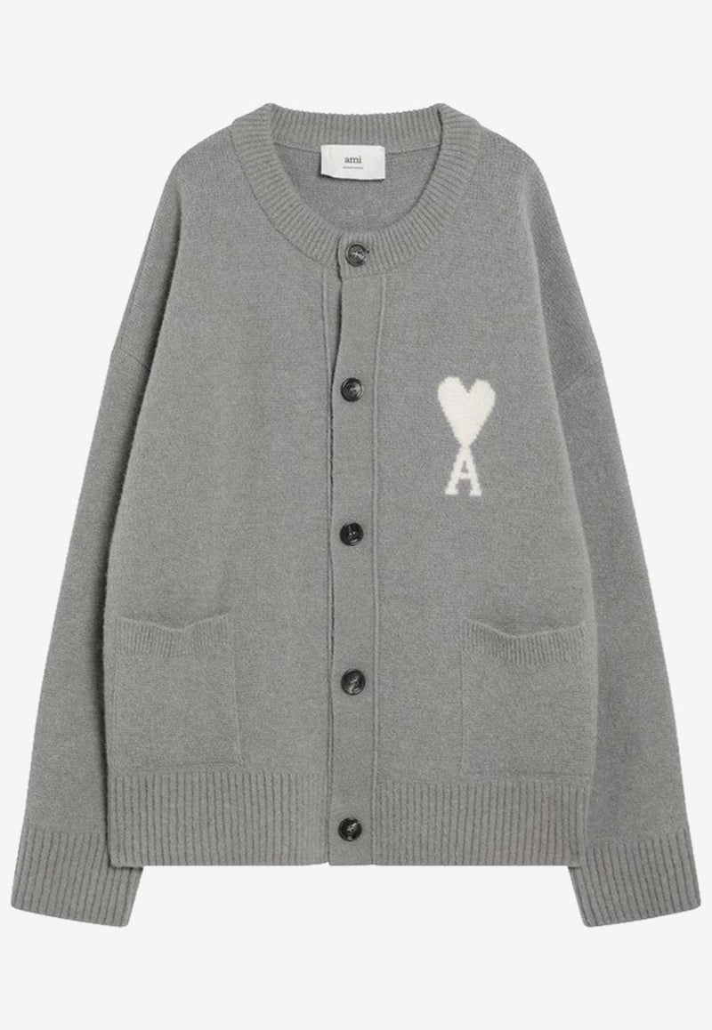 AMI PARIS Ami De Coeur Alpaca Wool Cardigan Gray UKC366UKN0135/R_AMI-058