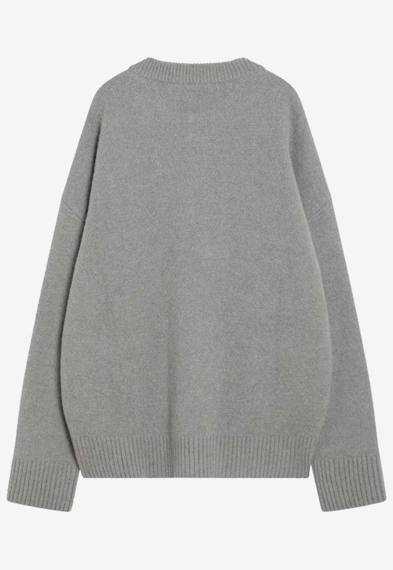 AMI PARIS Ami De Coeur Alpaca Wool Cardigan Gray UKC366UKN0135/R_AMI-058