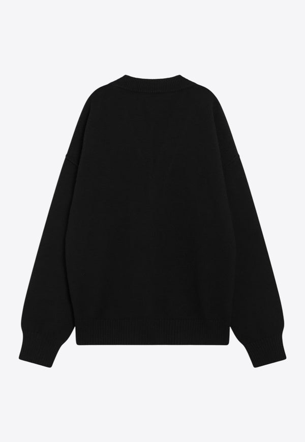 AMI PARIS Ami De Coeur Wool Cardigan Black UKC367U018/R_AMI-009