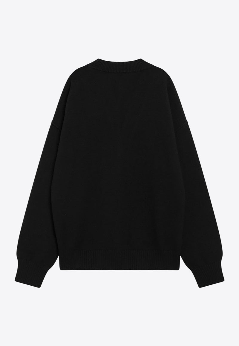 AMI PARIS Ami De Coeur Wool Cardigan Black UKC367U018/R_AMI-009