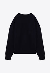 AMI PARIS Ami De Coeur Intarsia Knit Wool Sweater Blue UKS006018/P_AMI-414