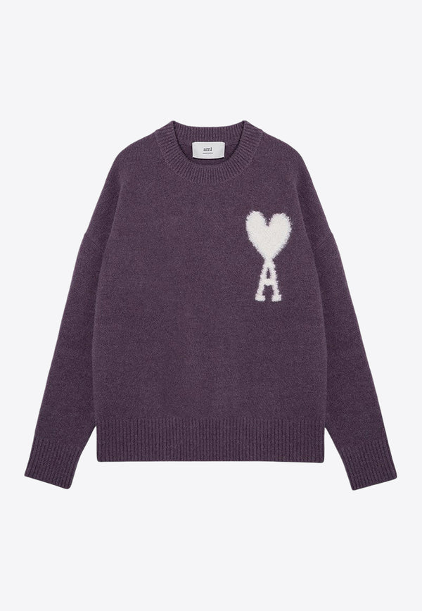 AMI PARIS Ami De Coeur Intarsia Knit Sweater Purple UKS025KN0032/P_AMI-504