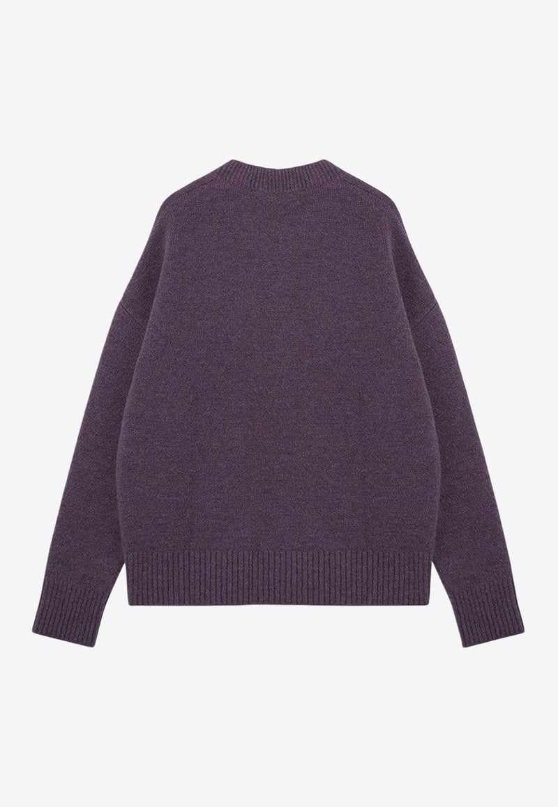 AMI PARIS Ami De Coeur Intarsia Knit Sweater Purple UKS025KN0032/P_AMI-504