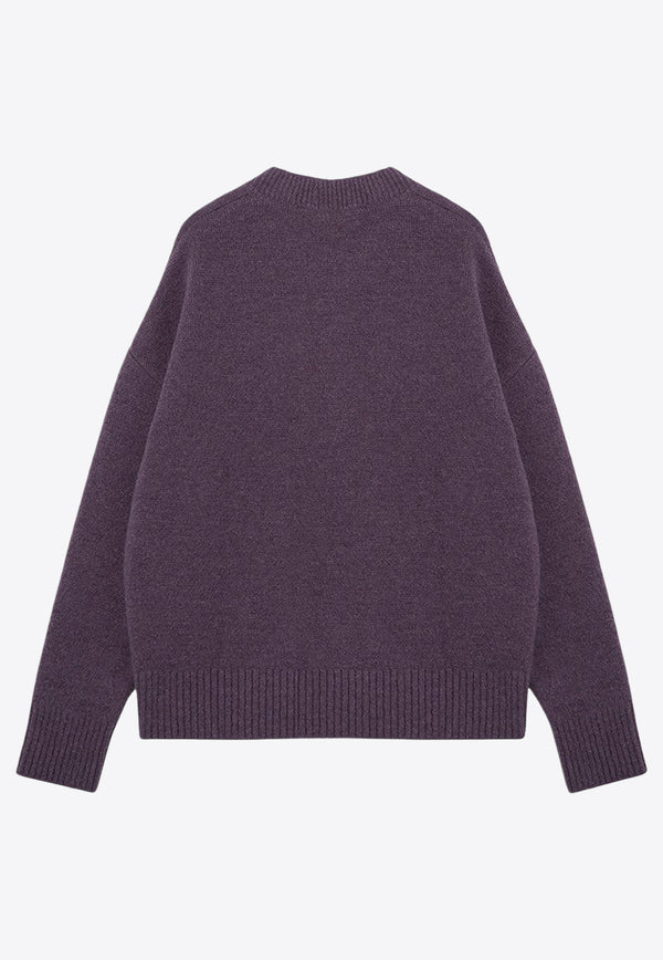 AMI PARIS Ami De Coeur Intarsia Knit Alpaca Sweater Purple UKS025UKN0032/P_AMI-504