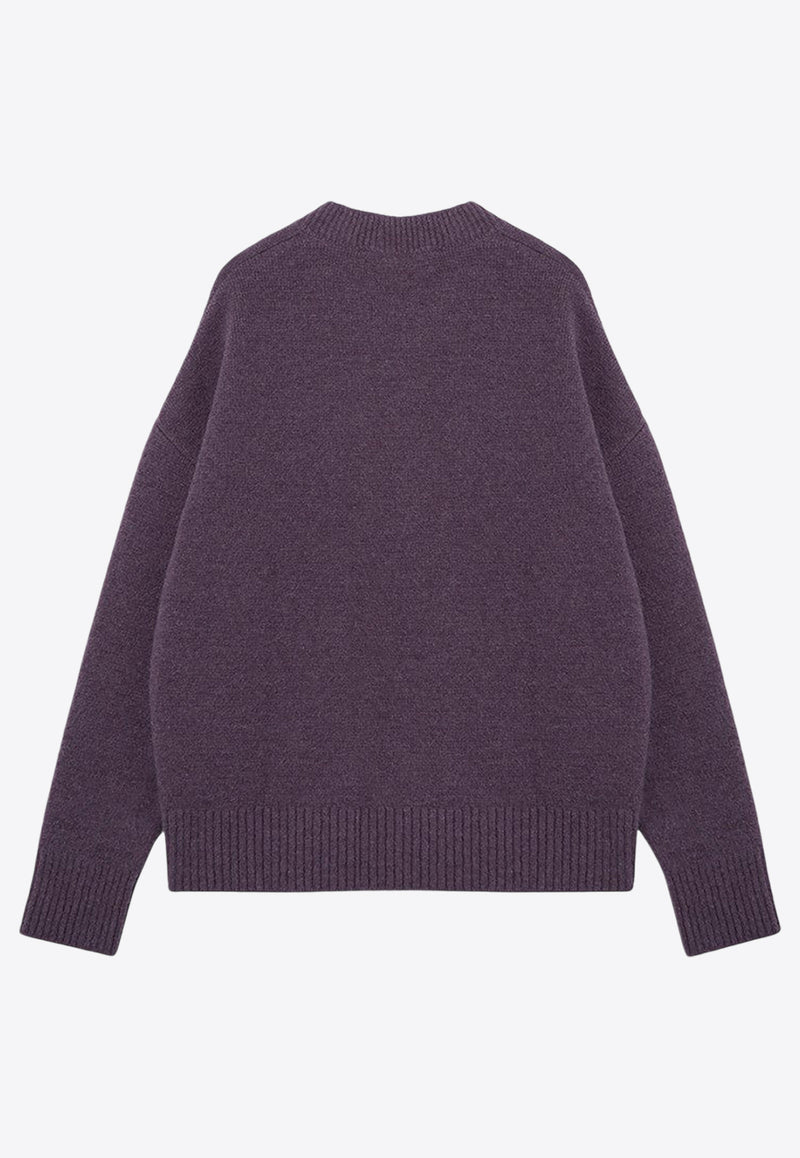 AMI PARIS Ami De Coeur Intarsia Knit Alpaca Sweater Purple UKS025UKN0032/P_AMI-504