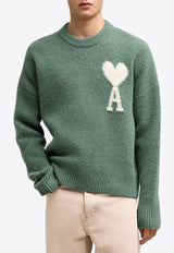 AMI PARIS Ami De Coeur Intarsia Knit Sweater Green UKS025.KN0032GREEN