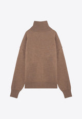 AMI PARIS Ami De Coeur Intarsia Knit Turtleneck Sweater Beige UKS406018/P_AMI-289