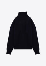 AMI PARIS Ami De Coeur Intarsia Knit Turtleneck Sweater Navy UKS406018/P_AMI-414