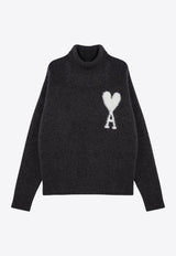 AMI PARIS Ami De Coeur Intarsia Knit Turtleneck Sweater Gray UKS425KN0032/P_AMI-061