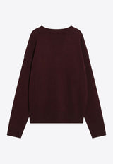 AMI PARIS Ami De Coeur V-neck Wool Sweater Burgundy UKS820UKN0071/R_AMI-692