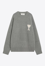 AMI PARIS Ami De Coeur Wool and Alpaca Sweater Gray UKS836UKN0135/R_AMI-058