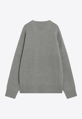 AMI PARIS Ami De Coeur Wool and Alpaca Sweater Gray UKS836UKN0135/R_AMI-058