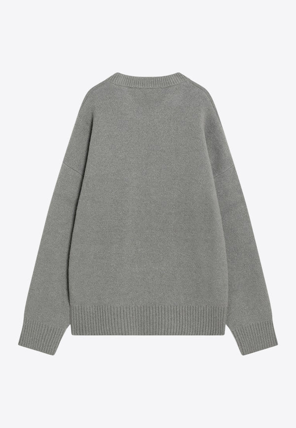 AMI PARIS Ami De Coeur Wool and Alpaca Sweater Gray UKS836UKN0135/R_AMI-058