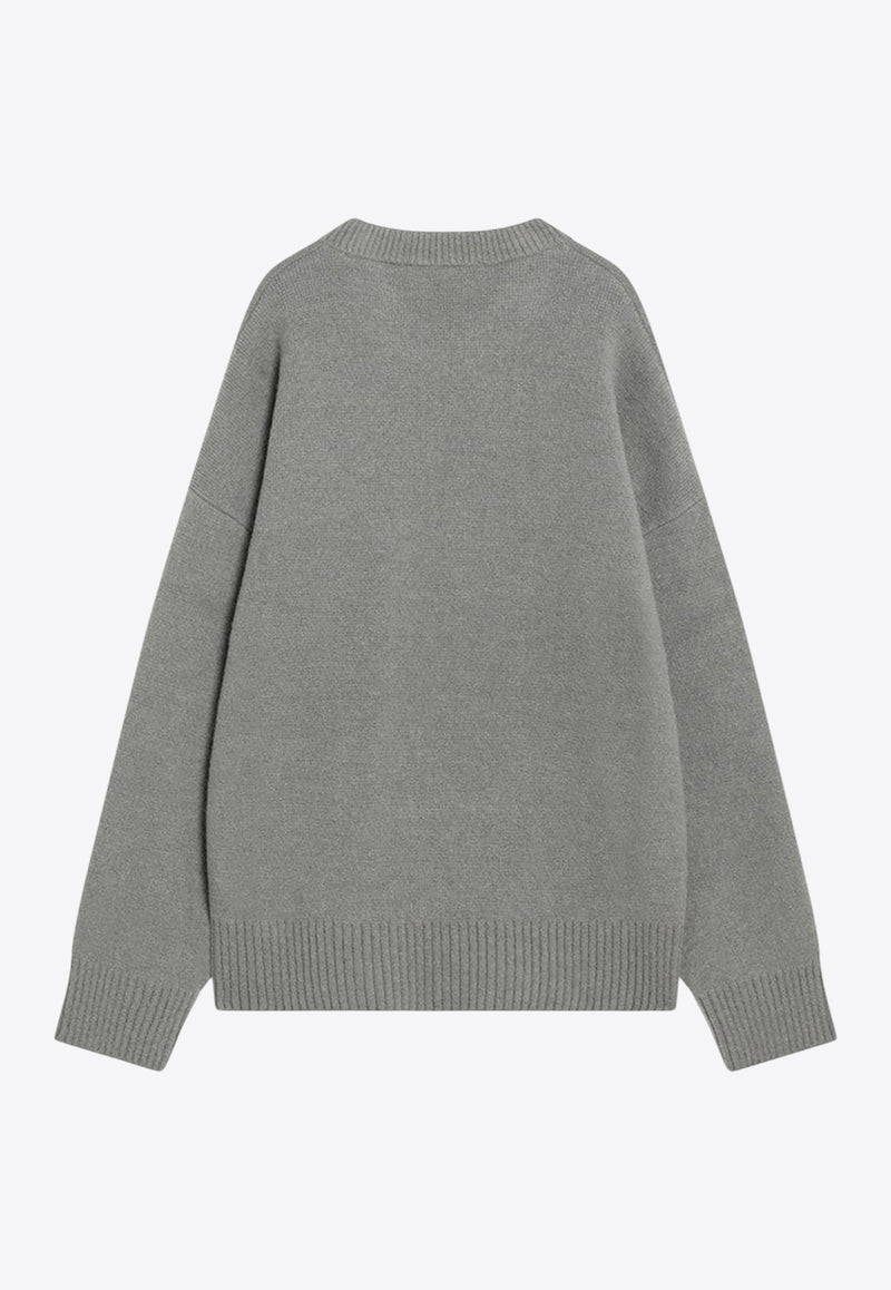 AMI PARIS Ami De Coeur Wool and Alpaca Sweater Gray UKS836UKN0135/R_AMI-058