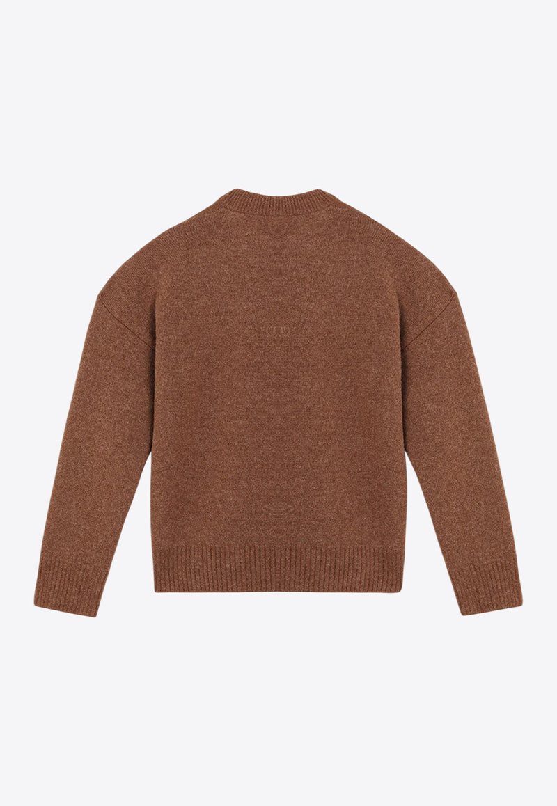 AMI PARIS Ami De Coeur Alpaca-Blend Sweater Brown UKS836UKN0135/R_AMI-217