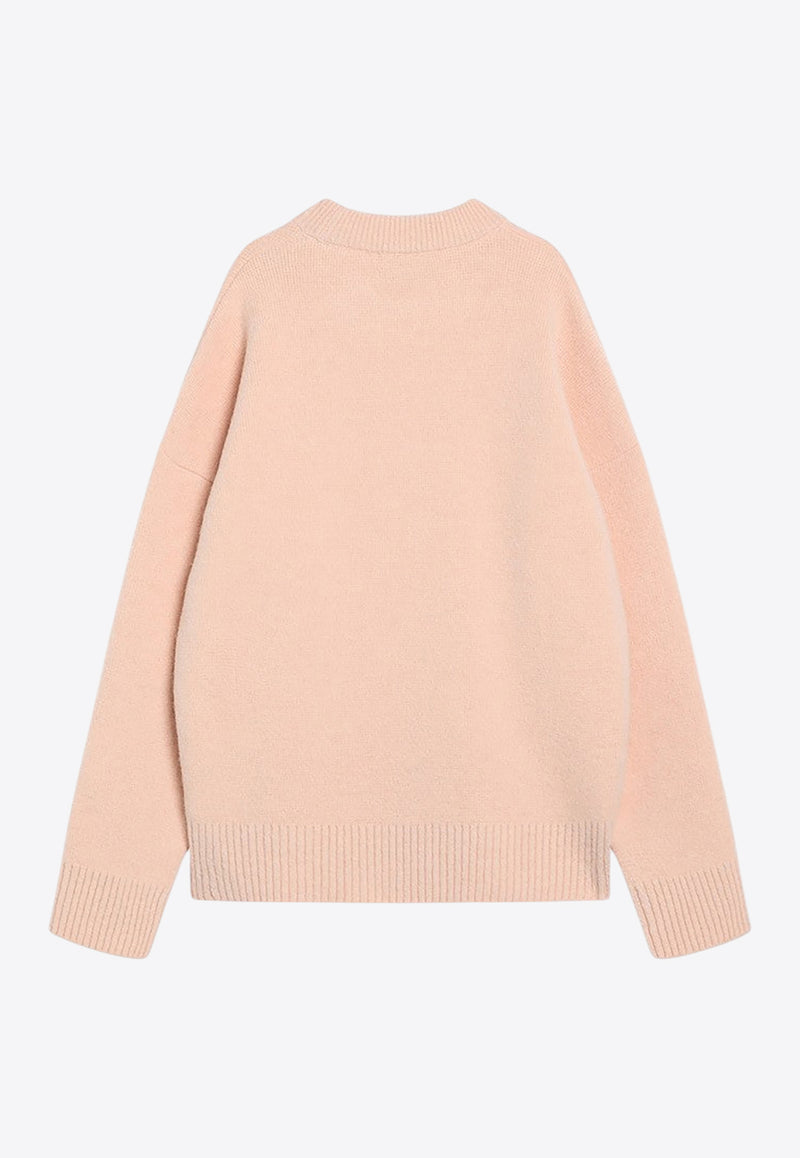 AMI PARIS Ami De Coeur Wool-Blend Sweater Pink UKS836UKN0135/R_AMI-6807
