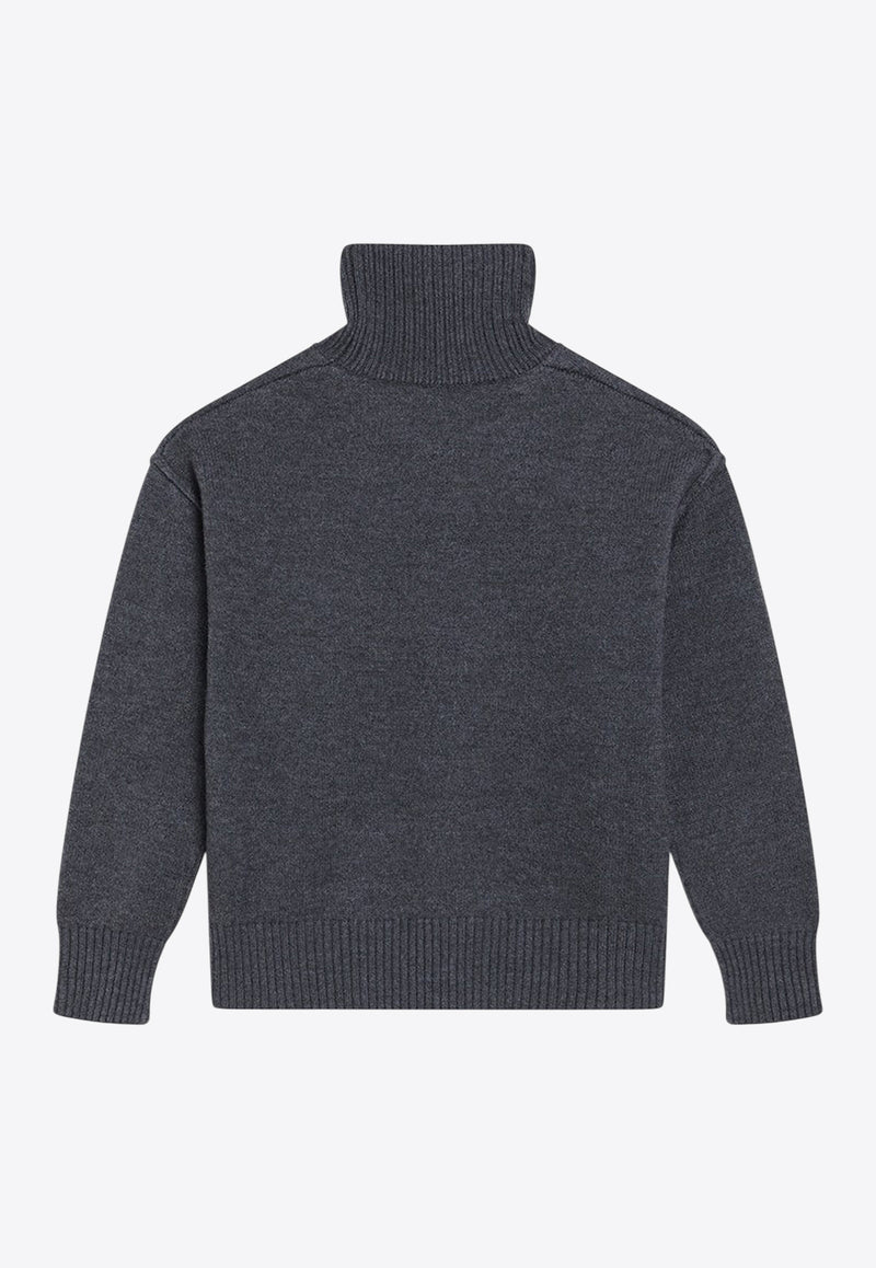 AMI PARIS Ami De Coeur Turtleneck Sweater Gray UKS839018/R_AMI-0504