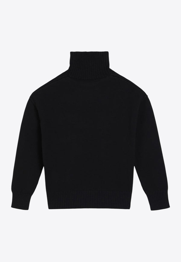 AMI PARIS Ami De Coeur Wool Turtleneck Sweater Black UKS839U018/R_AMI-009
