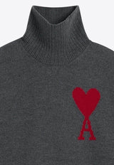 AMI PARIS Ami De Coeur Turtleneck Wool Sweater Gray UKS839U018/R_AMI-084