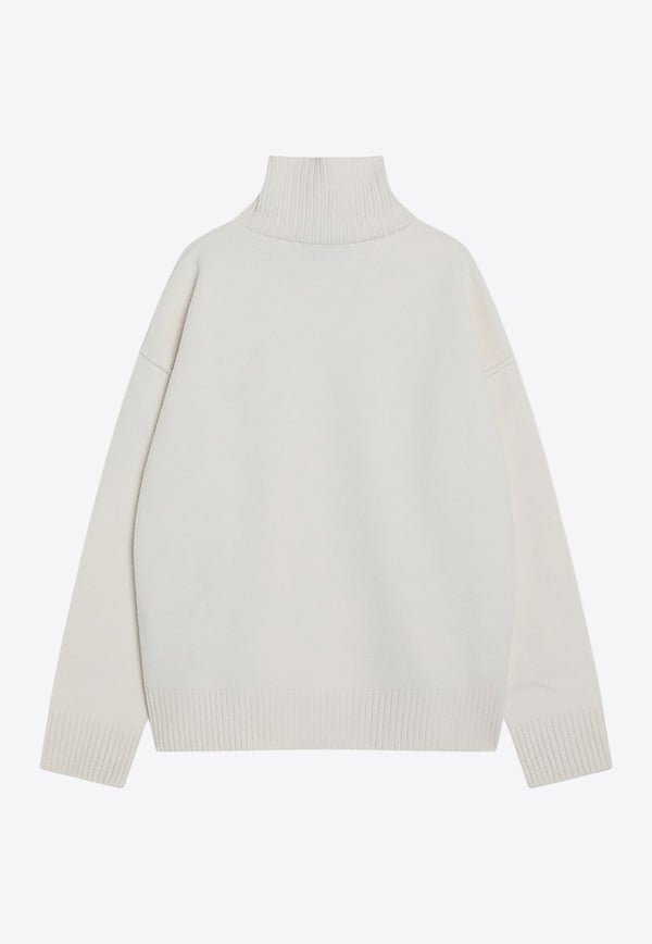 AMI PARIS Ami De Coeur Turtleneck Wool Sweater White UKS839U018/R_AMI-154
