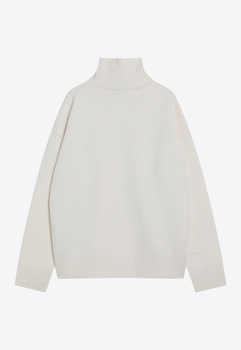 AMI PARIS Ami De Coeur Turtleneck Wool Sweater White UKS839U018/R_AMI-154