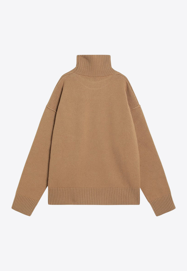 AMI PARIS Ami De Coeur Wool Turtleneck Sweater Camel UKS839U018/R_AMI-288