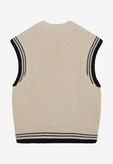 AMI PARIS Ami De Coeur Ribbed Gilet  Cream UKS865UKN0161/S_AMI-136