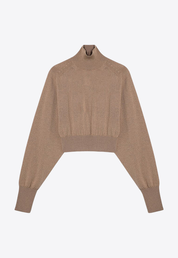 Sportmax Ululato Turtleneck Cropped Wool Sweater Caramel ULULATOWO/P_SPORM-001