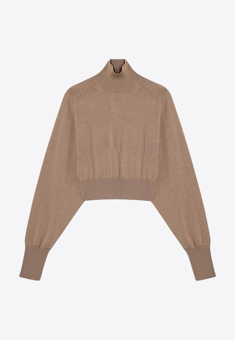 Sportmax Ululato Turtleneck Cropped Wool Sweater Caramel ULULATOWO/P_SPORM-001