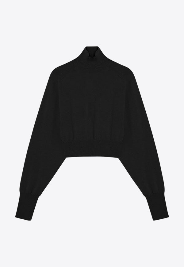 Sportmax Ululato Turtleneck Cropped Wool Sweater Black ULULATOWO/P_SPORM-005