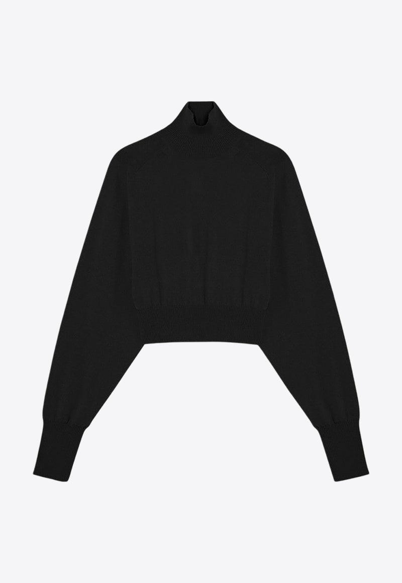 Sportmax Ululato Turtleneck Cropped Wool Sweater Black ULULATOWO/P_SPORM-005