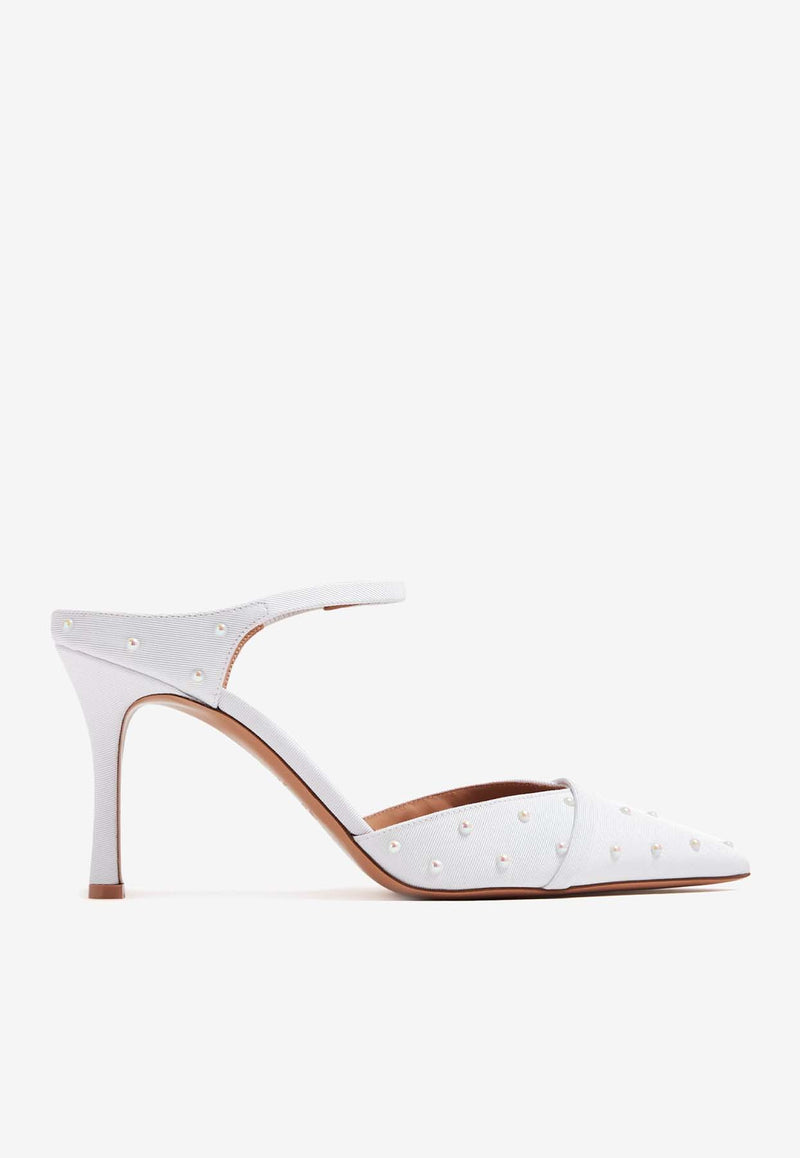 Malone Souliers Uma 80 Pearl Embellished Mules UMA 80-20 WHITE/WHITE