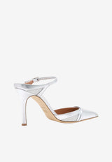 Malone Souliers Uma 80 Metallic Leather Mules Silver UMA 90-45 SILVER/SILVER