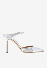 Malone Souliers Uma 80 Metallic Leather Mules Silver UMA 90-45 SILVER/SILVER