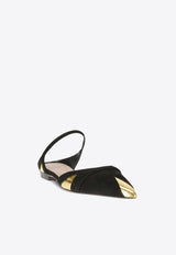 Malone Souliers Uma Pointed-Toe Flat Mules in Suede Black UMA10-16BLACK GOLD