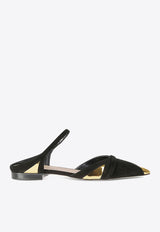 Malone Souliers Uma Pointed-Toe Flat Mules in Suede Black UMA10-16BLACK GOLD