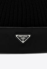 Prada Triangle Logo Knitted Beanie Black UMD4461WTO/P_PRADA-F0002
