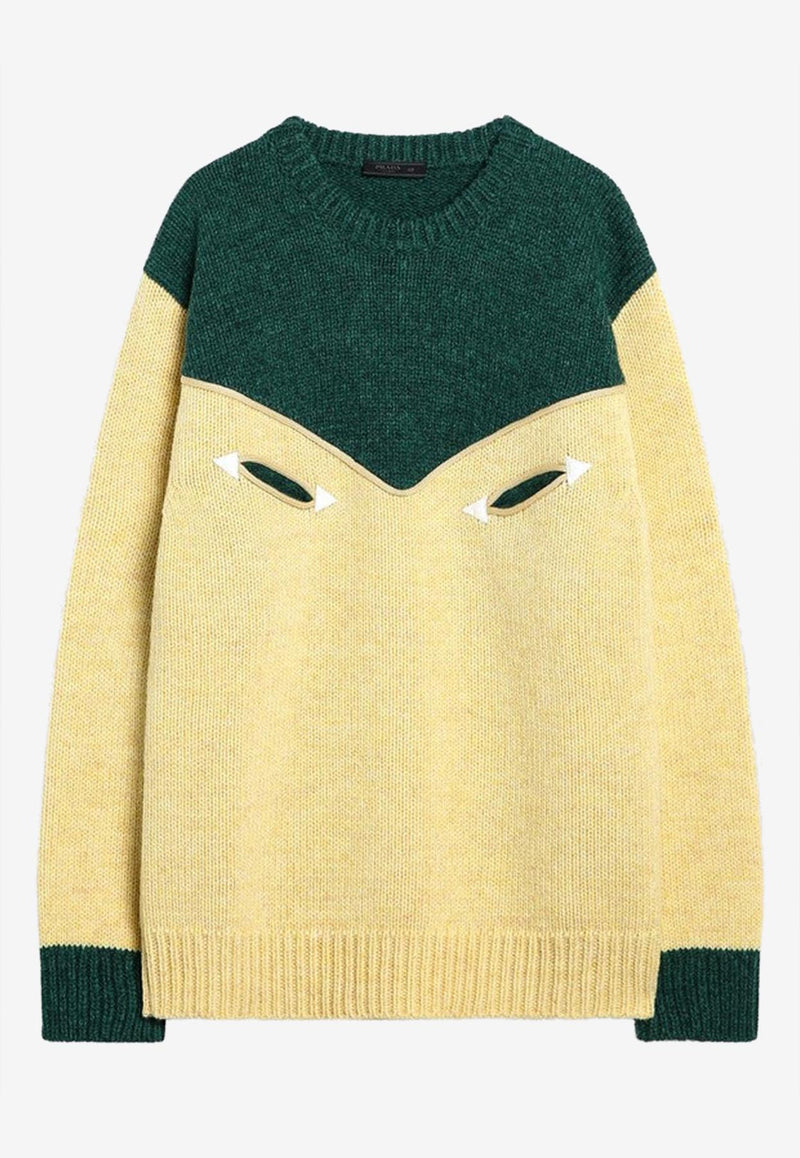 Prada Colorblocked Wool Knit Sweater Cream UMF075OOO17ZI/R_PRADA-F0B3W
