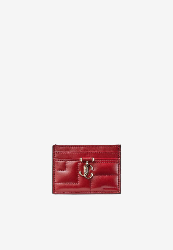 Jimmy Choo Umika Cardholder in Quilted Nappa Leather UMIKA NBA CRANBERRY/LIGHT GOLD