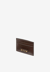 Jimmy Choo Umika Lizard Printed Leather Cardholder UMIKA UTR COFFEE/GOLD Brown