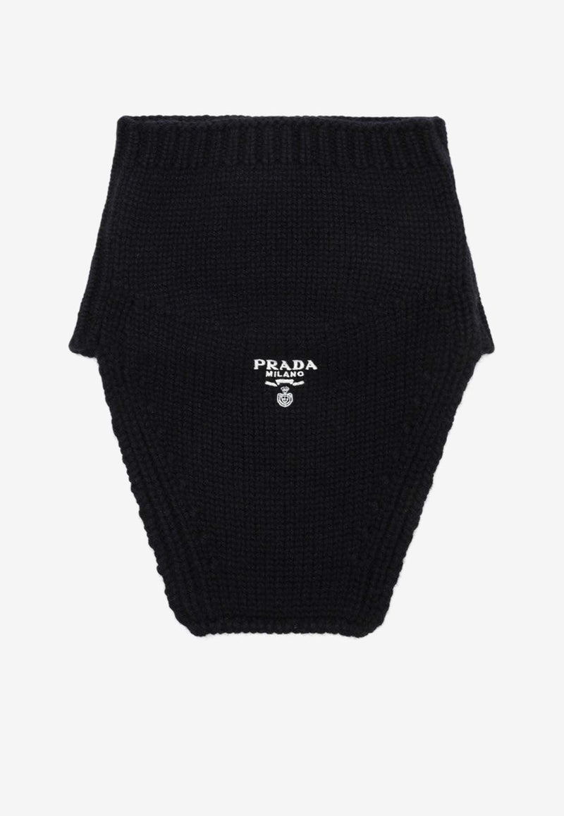 Prada Logo Embroidered Cashmere Neck Warmer Blue UMS45313J1/N_PRADA-F0008