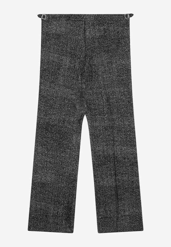 Prada Herringbone Straight-Leg Pants Gray UP0305OOO16RC/Q_PRADA-F0967