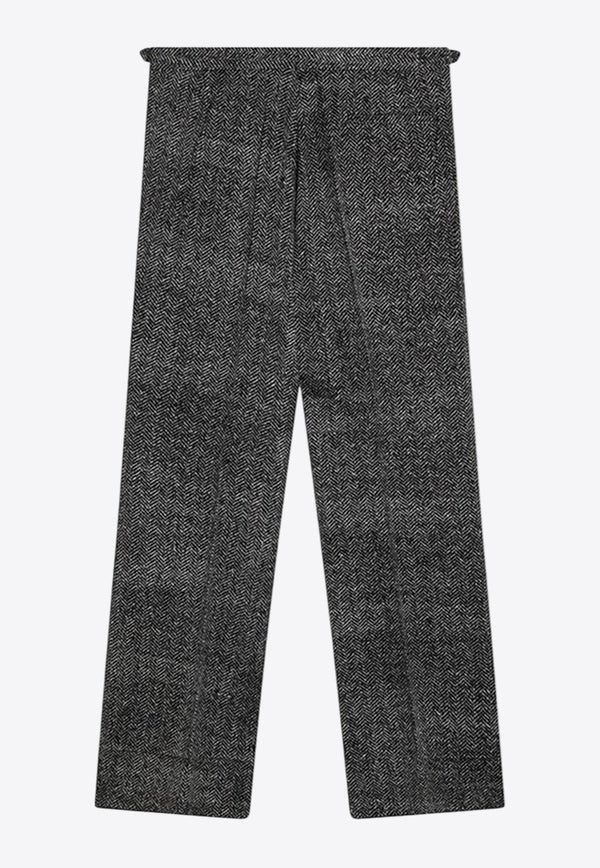 Prada Herringbone Straight-Leg Pants Gray UP0305OOO16RC/Q_PRADA-F0967