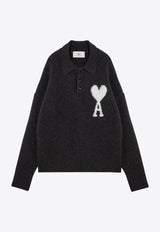 AMI PARIS Ami De Coeur Alpaca Polo Sweater Gray UPL325KN0032/P_AMI-061