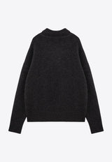 AMI PARIS Ami De Coeur Alpaca Polo Sweater Gray UPL325KN0032/P_AMI-061