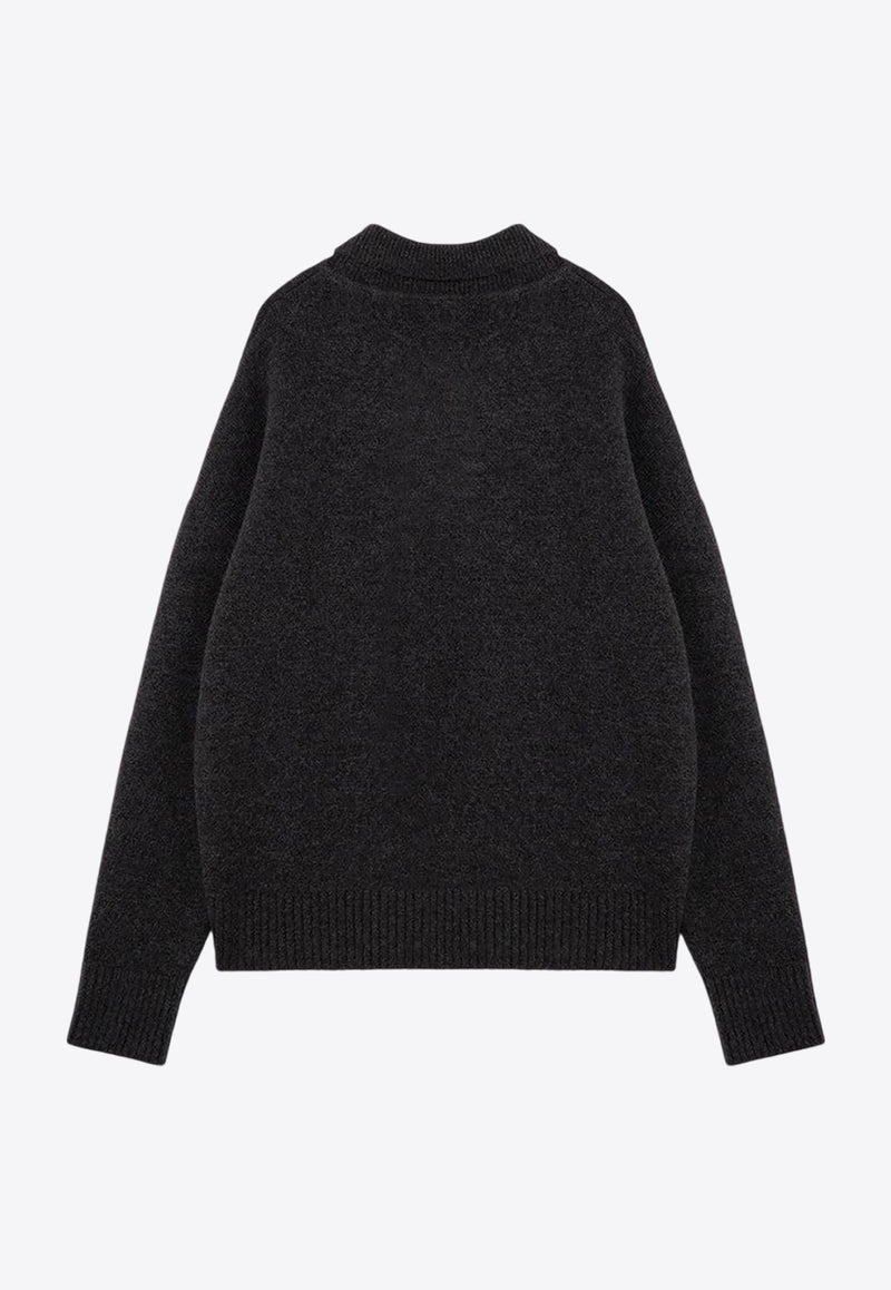 AMI PARIS Ami De Coeur Alpaca Polo Sweater Gray UPL325KN0032/P_AMI-061