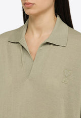 AMI PARIS Logo Embroidered Polo Sweater Green UPL342KN0039/O_AMI-366