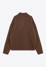 AMI PARIS Ami De Coeur Alpaca Wool Polo Sweater Brown UPL408UKN0135/R_AMI-217