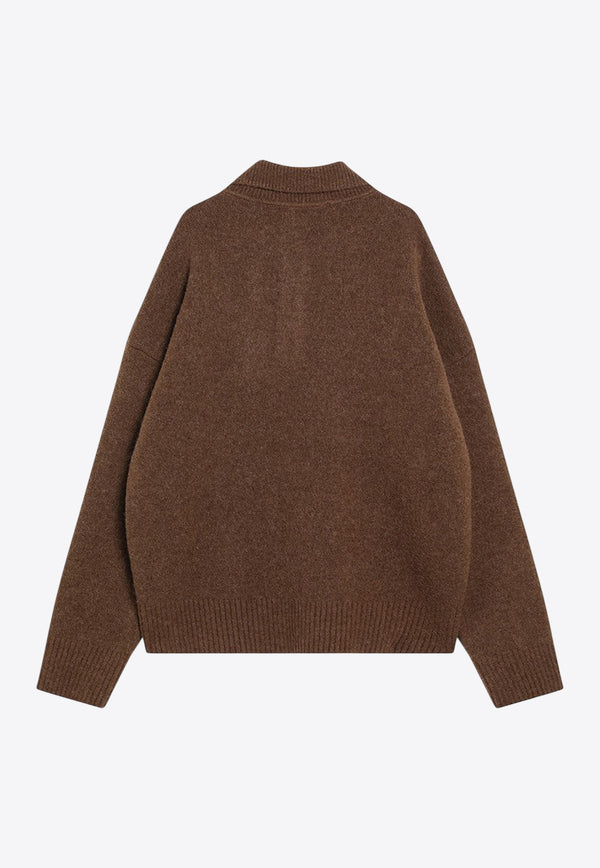 AMI PARIS Ami De Coeur Alpaca Wool Polo Sweater Brown UPL408UKN0135/R_AMI-217