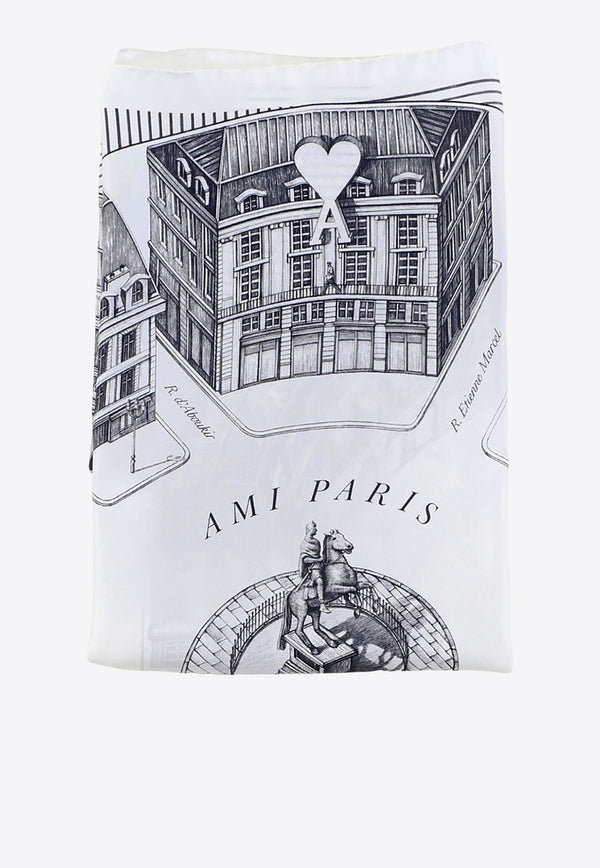 AMI PARIS Place Des Victoires Scarf in Silk USF103.AW0044WHITE MULTI